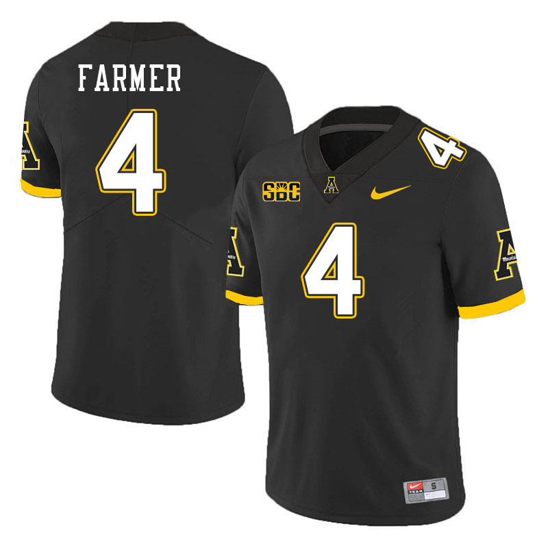 Men #4 Myles Farmer Appalachian State Mountaineers College Football Jerseys Stitched-Black